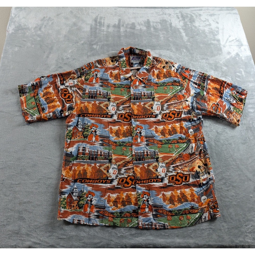 VTG Reyn Spooner Shirt Mens XL OSU Cowboys Oklahoma Short Sleeve Stadium Sport